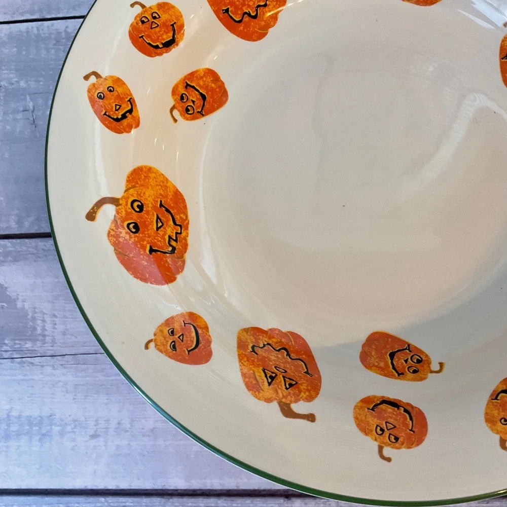 Longaberger Halloween Treats Bowl Jack O Lantern Pumpkin Pasta Serving 12 Inch